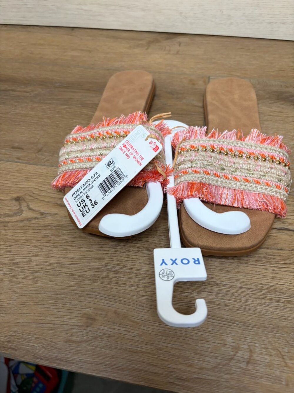 Roxy Women Positano Flat Woven Slide Sandals Open Pink Rose Size 6 NWT
